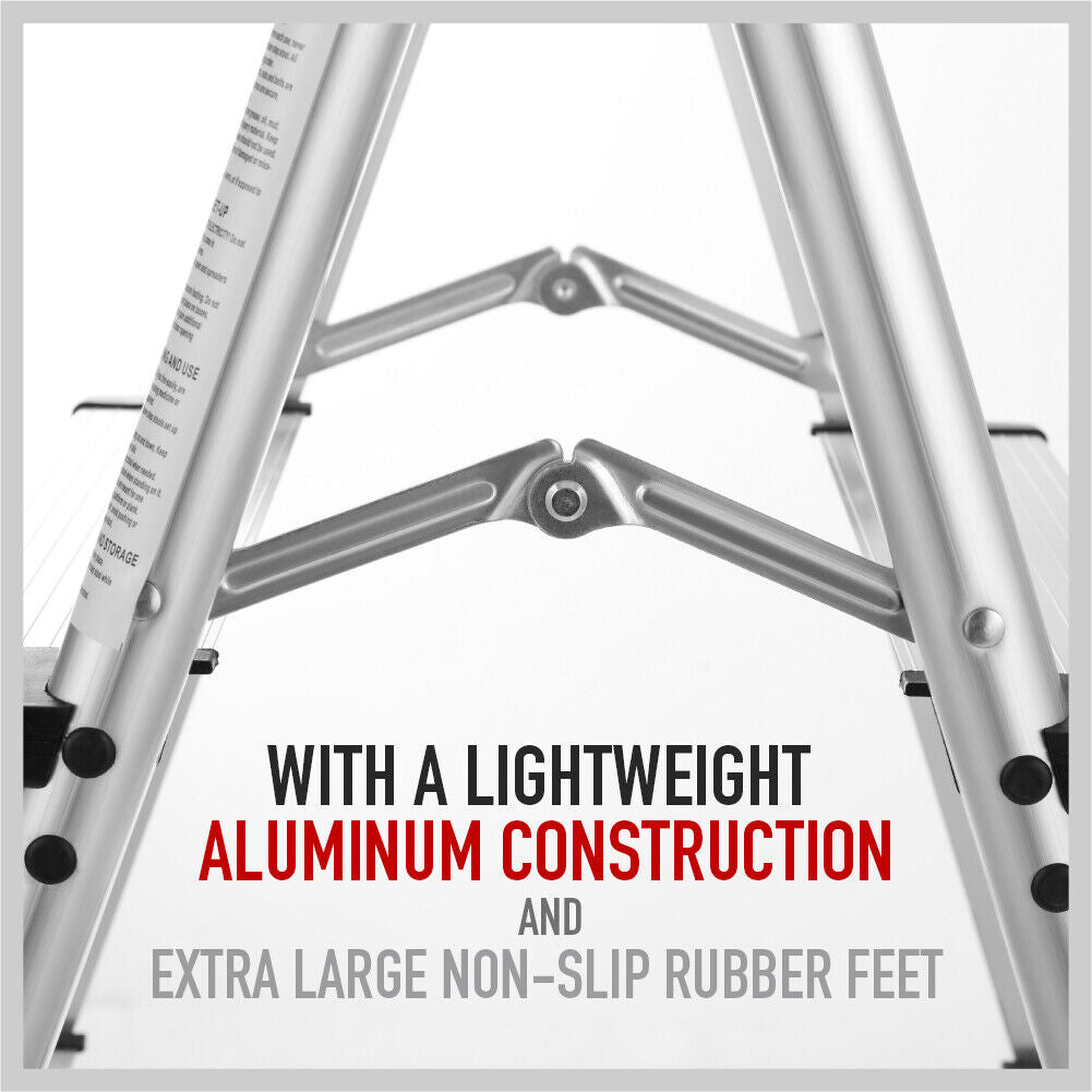 Portable Folding Ladder | 2-Step Aluminum | Lightweight Home Ladder | Anti-Slip | 150KG Capacity