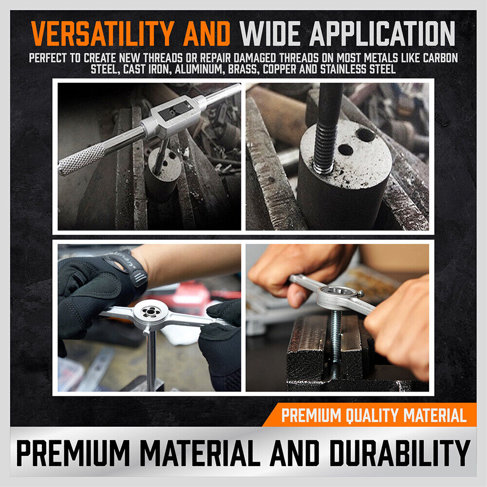 40-Piece Tap and Die Set | Metric Size Screw Thread Drill with Pitch Gauge
