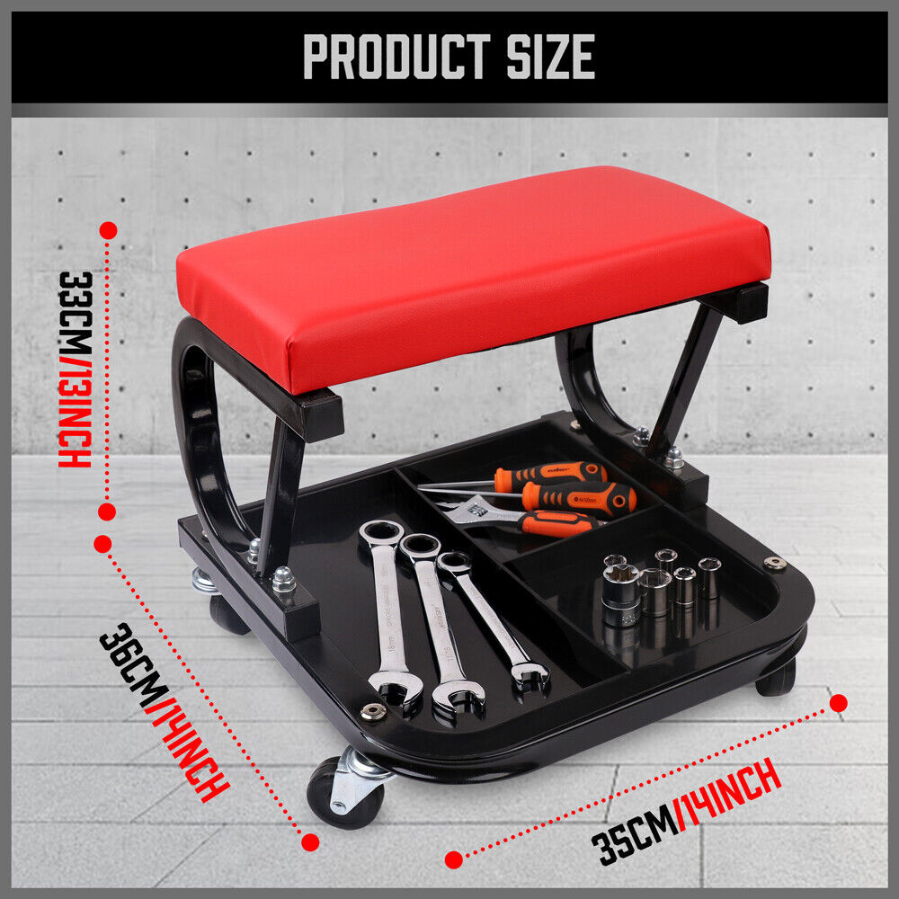 Horustdy Rolling Creeper Seat | Workshop Mechanic Stool | Garage Repair Storage Tray