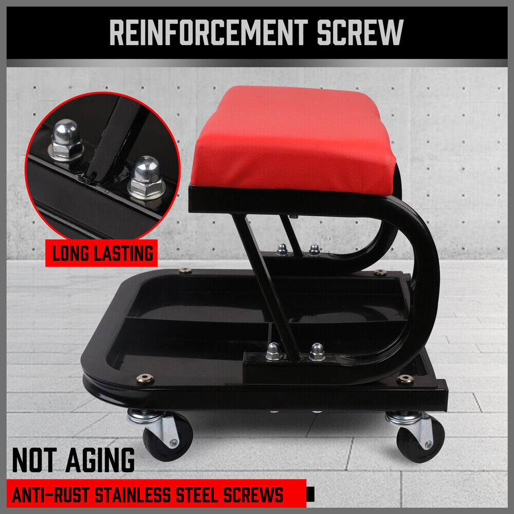 Horustdy Rolling Creeper Seat | Workshop Mechanic Stool | Garage Repair Storage Tray