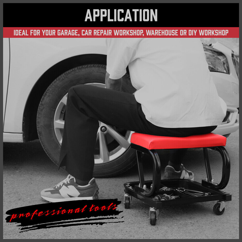 Horustdy Rolling Creeper Seat | Workshop Mechanic Stool | Garage Repair Storage Tray