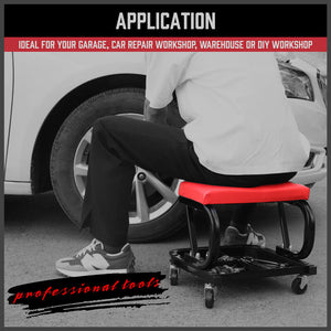 Horustdy Rolling Creeper Seat | Workshop Mechanic Stool | Garage Repair Storage Tray