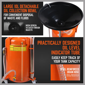 HORUSDY Waste Oil Drainer | 80L Pneumatic Fluid Collection Workshop Extractor