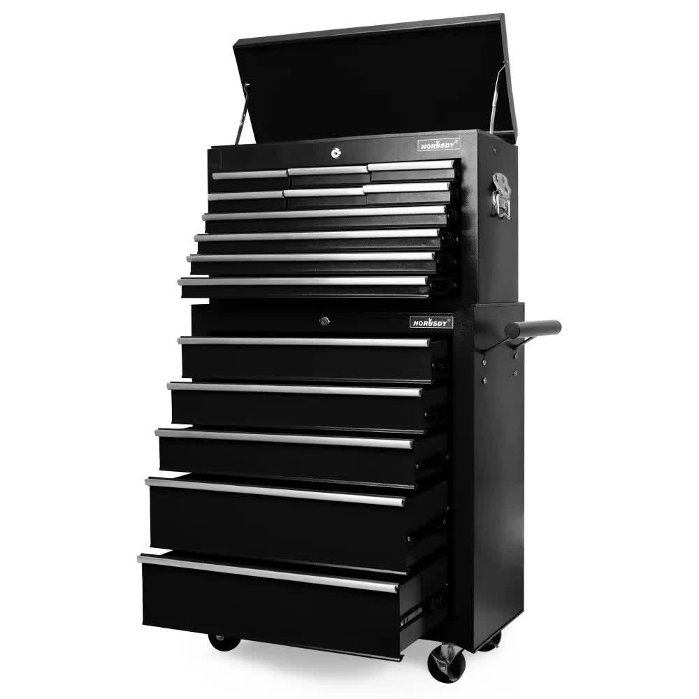 Black 15-Drawer Tool Box Trolley | Storage Cabinet Cart | Garage Organizer