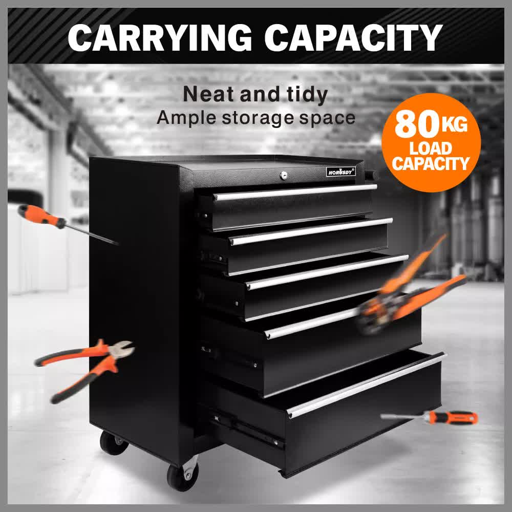 Black 15-Drawer Tool Box Trolley | Storage Cabinet Cart | Garage Organizer