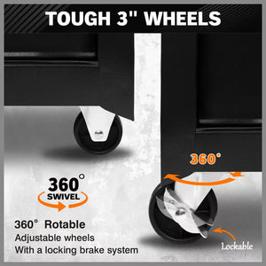 Black 15-Drawer Tool Box Trolley | Storage Cabinet Cart | Garage Organizer