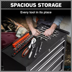 Black 15-Drawer Tool Box Trolley | Storage Cabinet Cart | Garage Organizer
