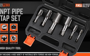 HORUSDY NPT Pipe Tap Set | 6-Piece | Thread Tap Screw Tool | 1/8" to 1" Sizes