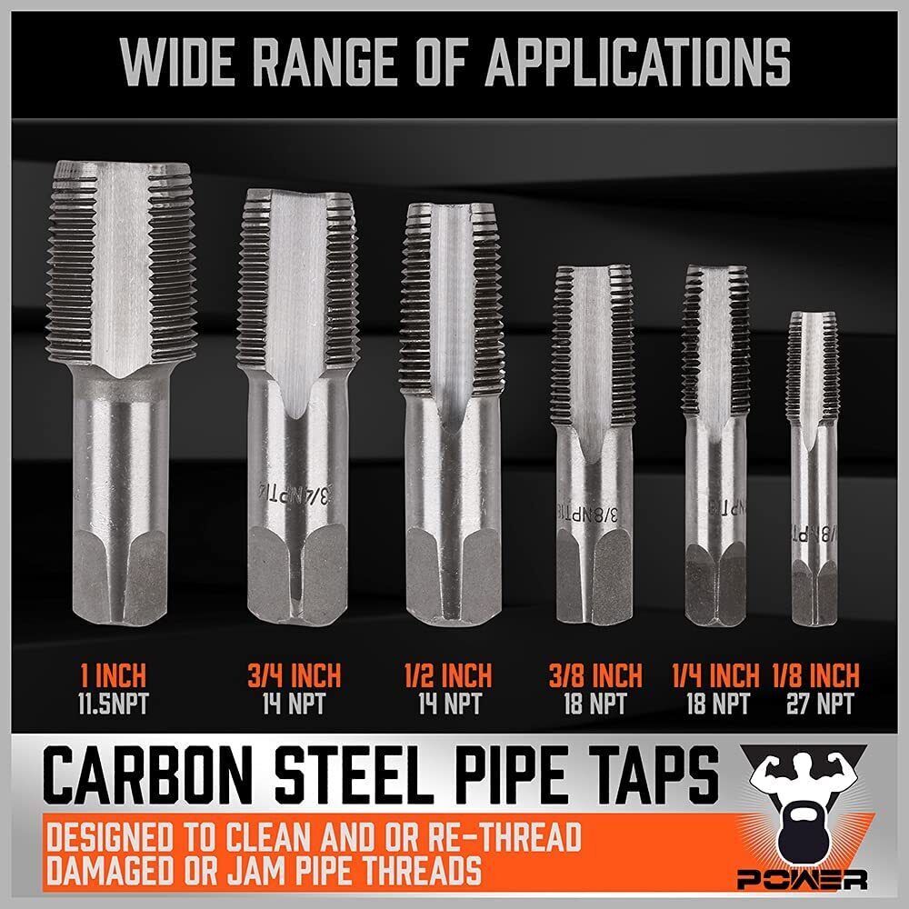 HORUSDY NPT Pipe Tap Set | 6-Piece | Thread Tap Screw Tool | 1/8" to 1" Sizes