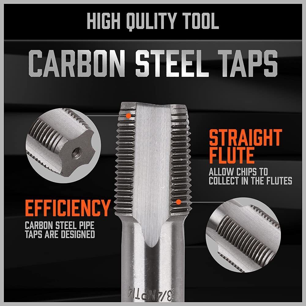 HORUSDY NPT Pipe Tap Set | 6-Piece | Thread Tap Screw Tool | 1/8" to 1" Sizes