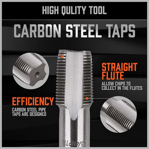 HORUSDY NPT Pipe Tap Set | 6-Piece | Thread Tap Screw Tool | 1/8" to 1" Sizes
