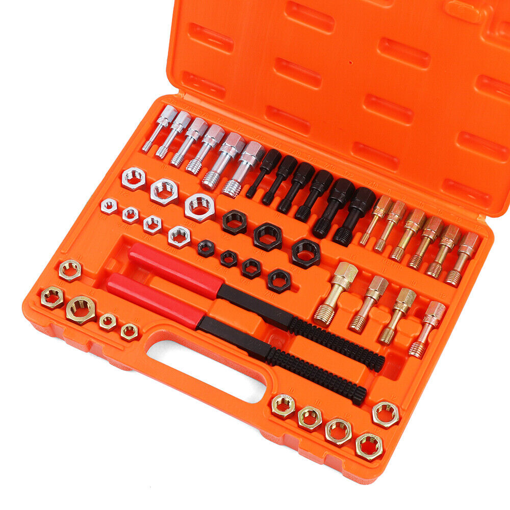48-Piece SAE & Metric Thread Restorer Kit | Fractional Metric Thread Repair Tool