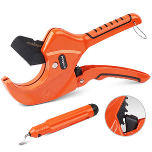 HORUSDY PVC Ratchet Cutter | 64mm (2-1/2") | Deburring Tool with Rubber Handle