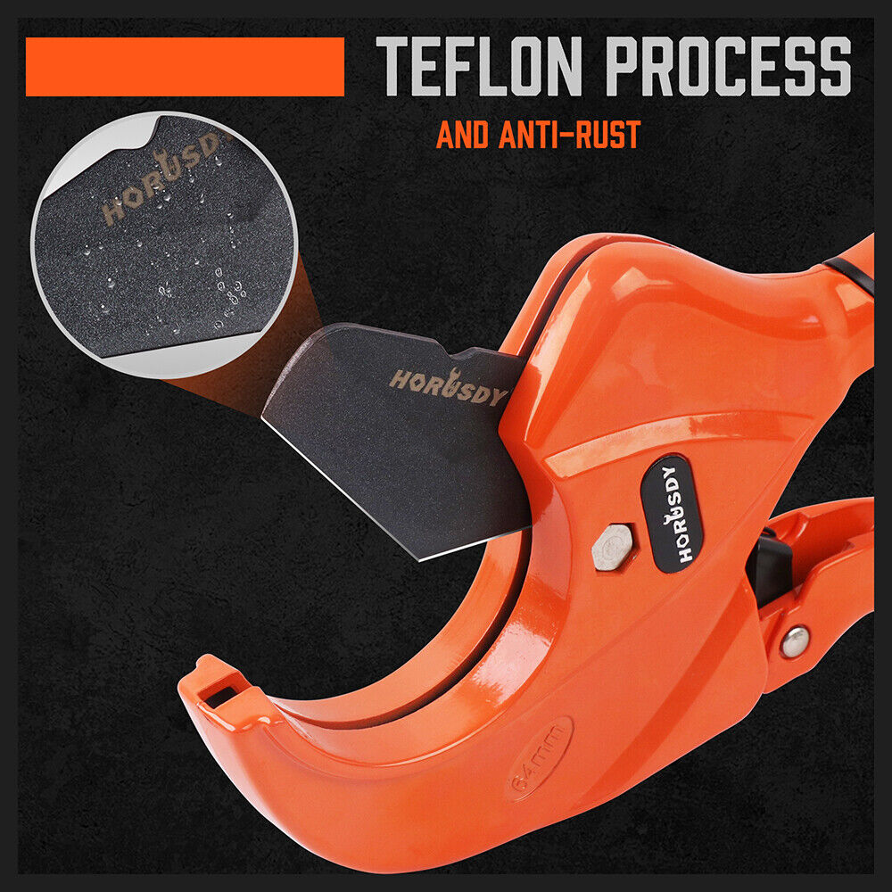 HORUSDY PVC Ratchet Cutter | 64mm (2-1/2") | Deburring Tool with Rubber Handle