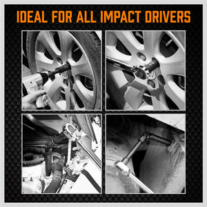 Deep Impact Socket Set | 18-Piece | Imperial SAE | 1/2" Drive Flexible Adaptor & Extension