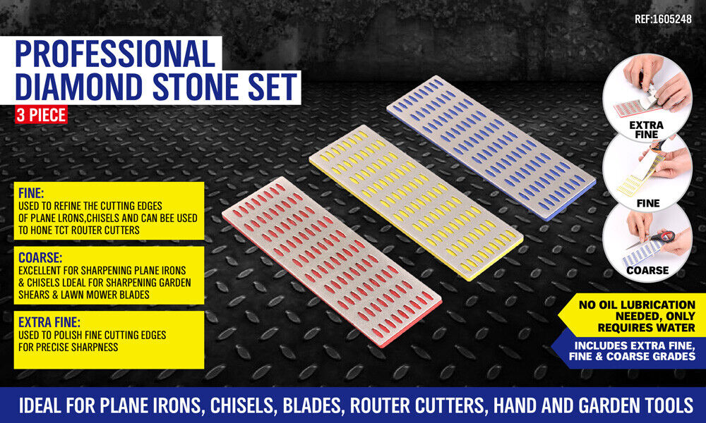 Diamond Sharpening Stone Set | 3-Piece | Whetstone Knife Sharpener with 3 Grits