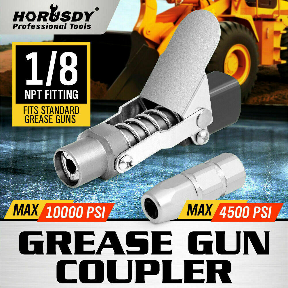 Grease Gun Coupler | Quick Release & Lock | 1/8'' NPT | 10,000 PSI with Storage Case