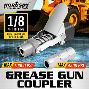 Grease Gun Coupler | Quick Release & Lock | 1/8'' NPT | 10,000 PSI with Storage Case