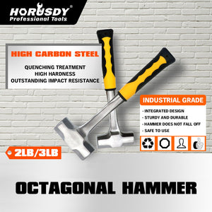 Steel Hammer Set | 2LB & 3LB | Double Octagonal Heavy Duty | Rubber Grip Handle