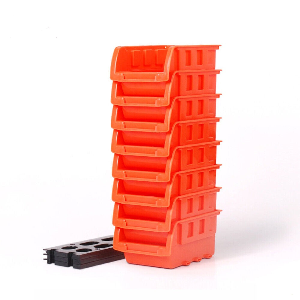 Wall Mounted Storage Bins Rack Set | 8-Piece | Nuts & Bolts Organizer | Parts Storage