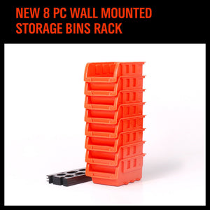 Wall Mounted Storage Bins Rack Set | 8-Piece | Nuts & Bolts Organizer | Parts Storage