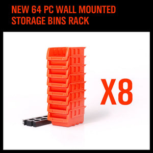 Wall Mounted Storage Bins Rack Set | 8-Piece | Nuts & Bolts Organizer | Parts Storage