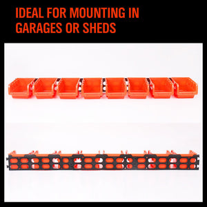 Wall Mounted Storage Bins Rack Set | 8-Piece | Nuts & Bolts Organizer | Parts Storage