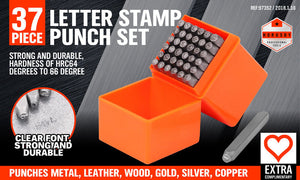 Letter & Number Stamp Punch Set | 37-Piece | DIY Hardened Ball Bearing Steel | 3mm