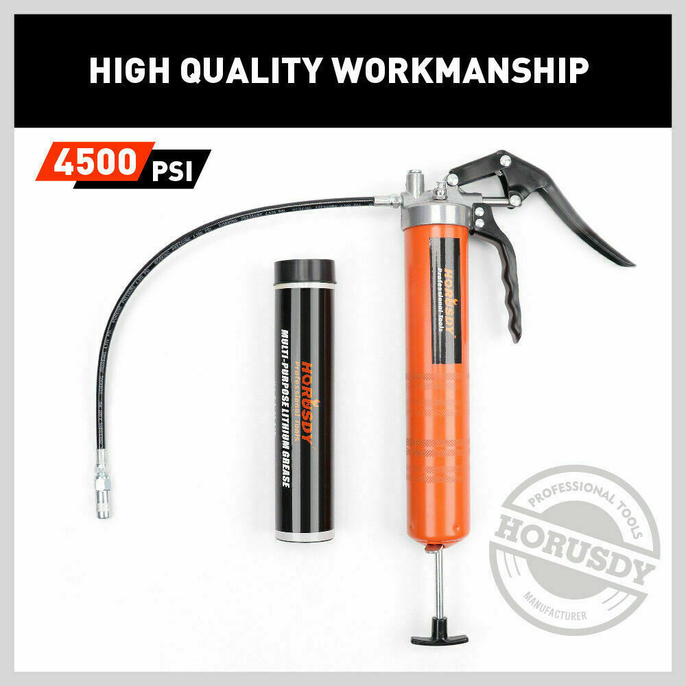 18'' Manual Pistol Grip Grease Gun | Flow Pressure 4500PSI | Flexi Hose & Coupler