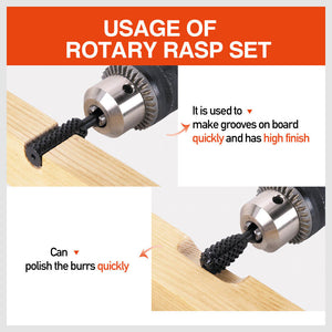 Rotary Bits Set | 10-Piece | Router Drill Bit Burr | Wood Rasp File for Timber Drilling