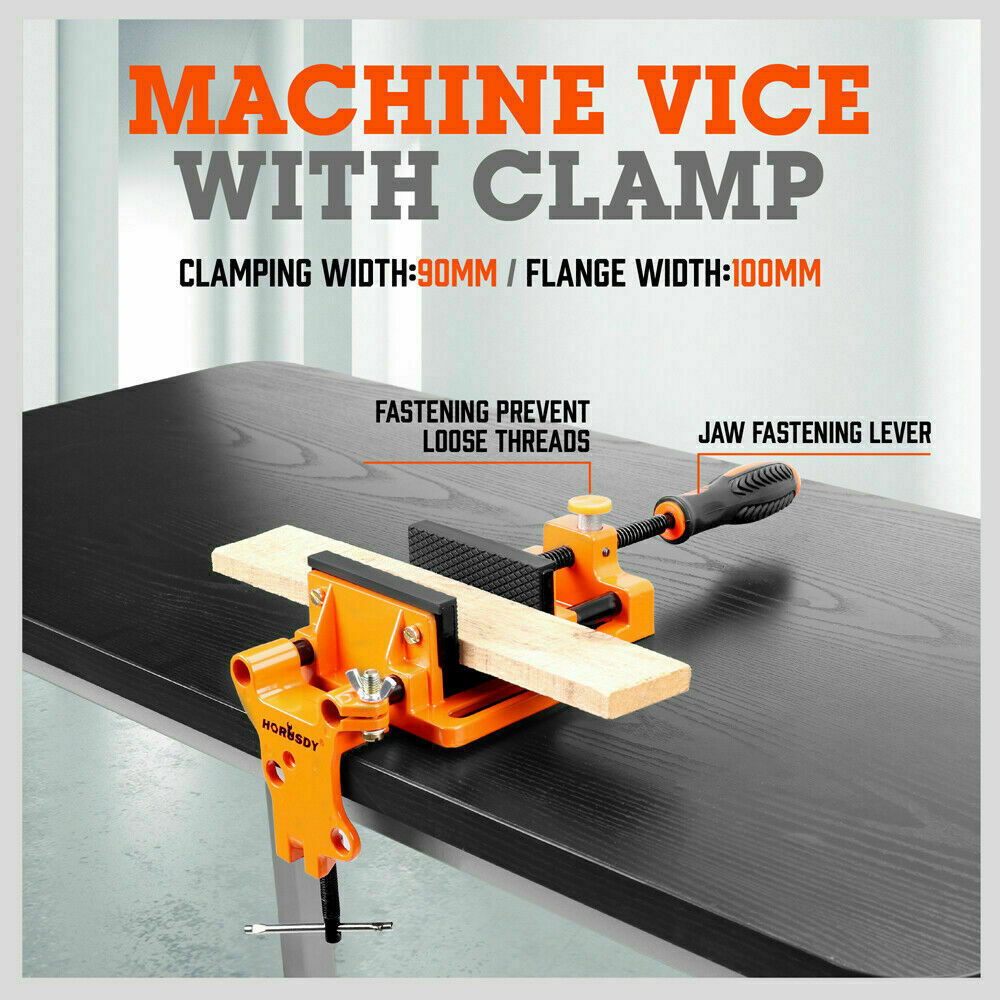 Drill Press Bench Vice | 90mm | Quick Release Clamp Jaw with Soft Grip Hand Pads