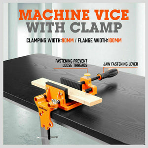 Drill Press Bench Vice | 90mm | Quick Release Clamp Jaw with Soft Grip Hand Pads