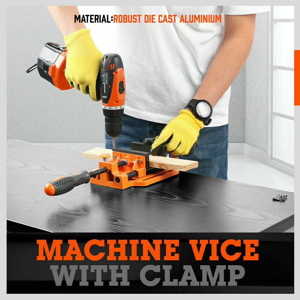 Drill Press Bench Vice | 90mm | Quick Release Clamp Jaw with Soft Grip Hand Pads