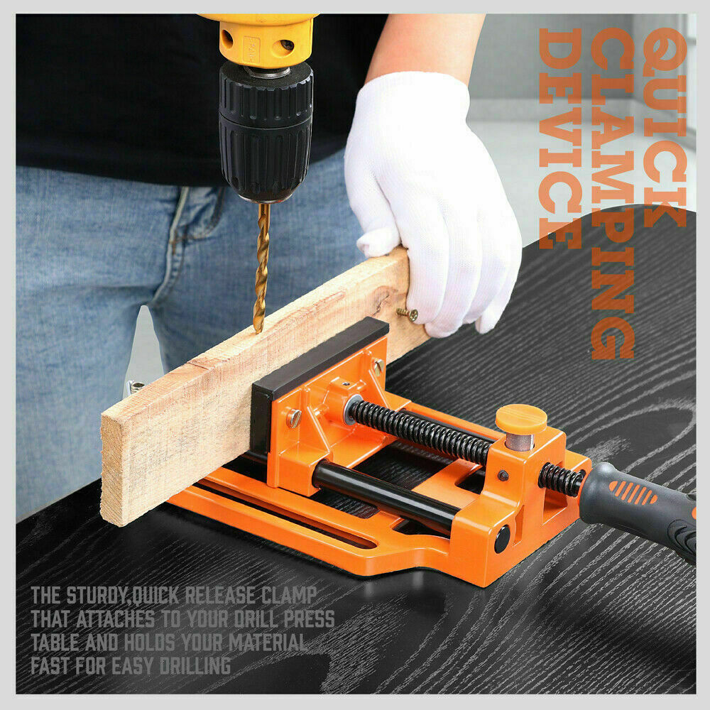 Drill Press Bench Vice | 90mm | Quick Release Clamp Jaw with Soft Grip Hand Pads