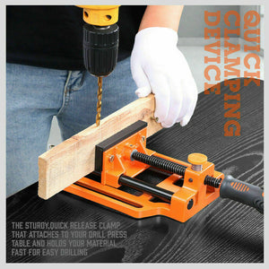 Drill Press Bench Vice | 90mm | Quick Release Clamp Jaw with Soft Grip Hand Pads