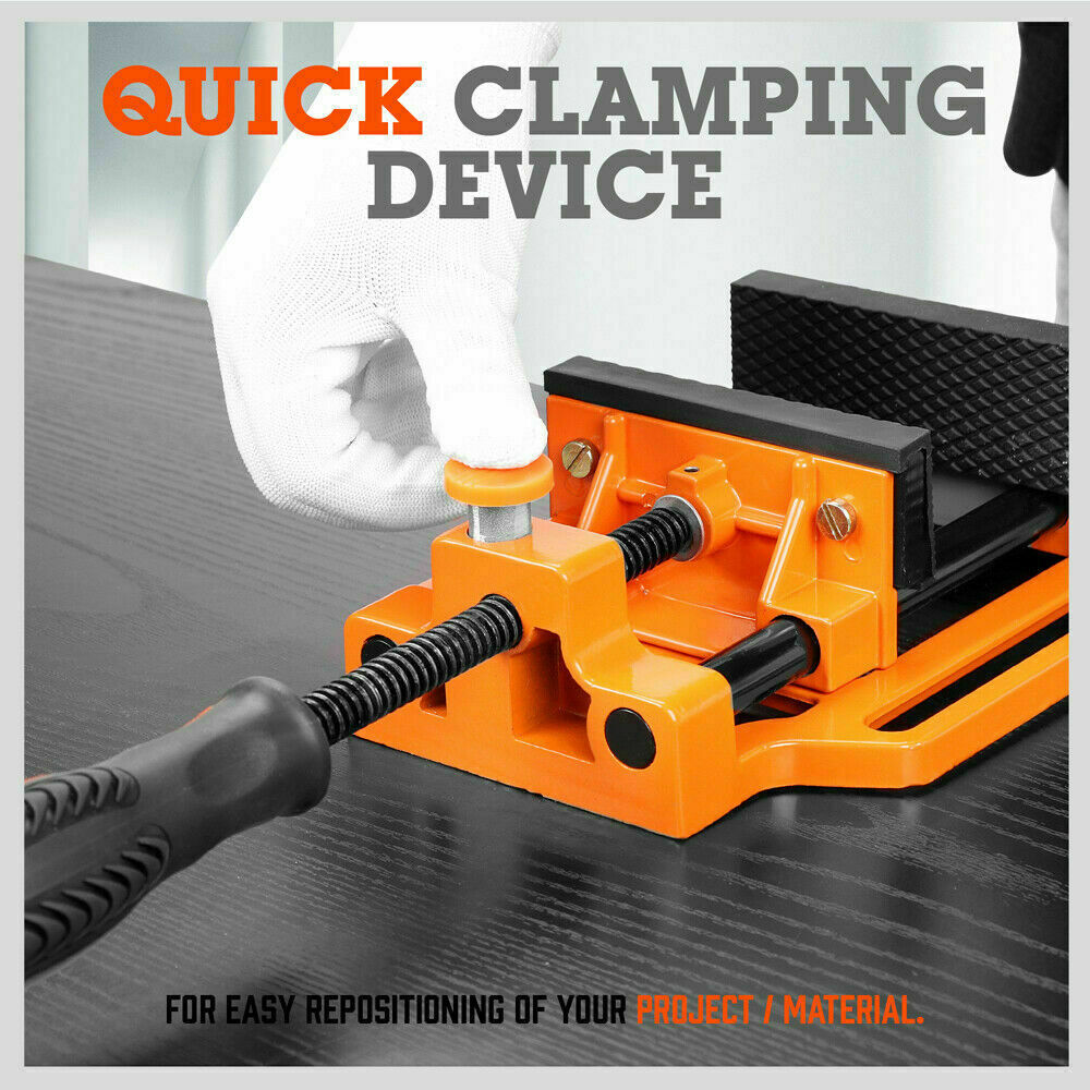 Drill Press Bench Vice | 90mm | Quick Release Clamp Jaw with Soft Grip Hand Pads