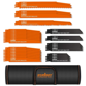 Reciprocating Saw Blade Set | 34-Piece | Wood & Metal Cutting Blades | Storage Pouch Included