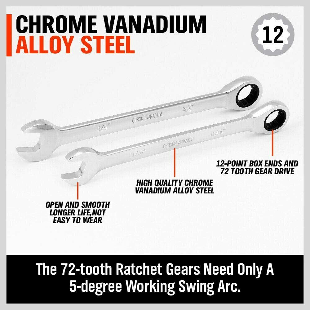 48Pc Spanner Set | Ratchet Wrench & Hex Key | Metric SAE Allen Key | W/T Rolling Pouch