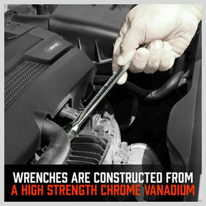 Flexible Head Ratchet Spanner Set | 10-Piece | Metric Wrench CRV | Carry Pouch | 8-22MM