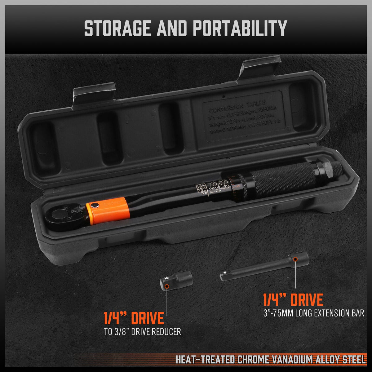 HORUSDY Torque Wrench Set | 3-Piece | 1/4" Drive Click Ratchet Socket with Adaptor Extension