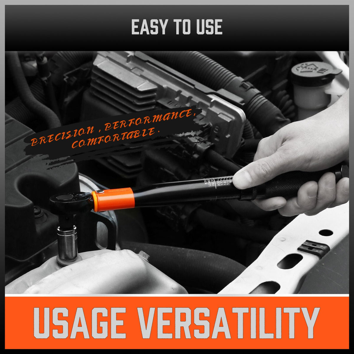 HORUSDY Torque Wrench Set | 3-Piece | 1/4" Drive Click Ratchet Socket with Adaptor Extension