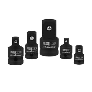 HORUSDY Impact Socket Adapter Set | 5-Piece | 1/4", 3/8", 1/2" Drive Socket Reducer