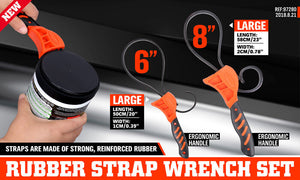 2Pc Adjustable Strap Wrench | Rubber Belt Spanner | Multi-Purpose Jar Opener Filter