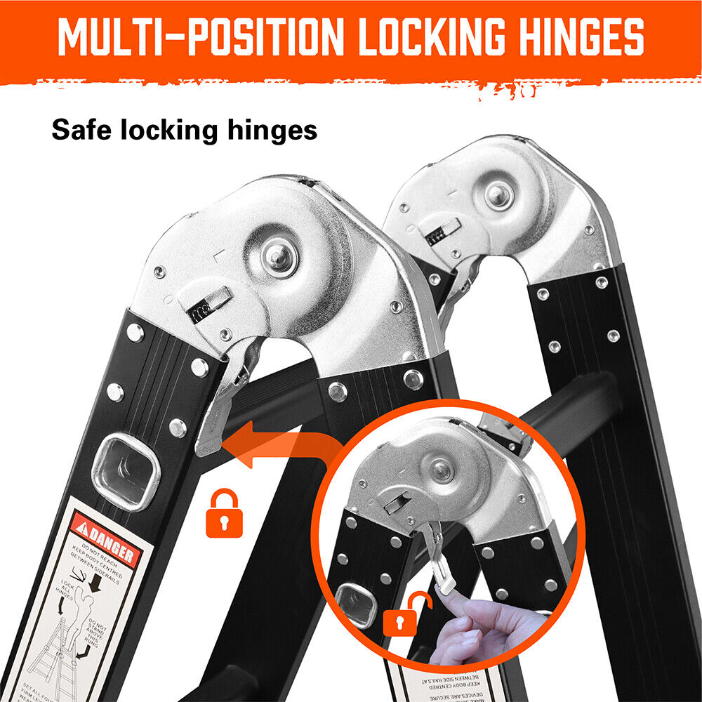 Multi-Purpose Folding Ladder | 4.7M Aluminium Extension Step | Non-Slip Platform | AU Stock