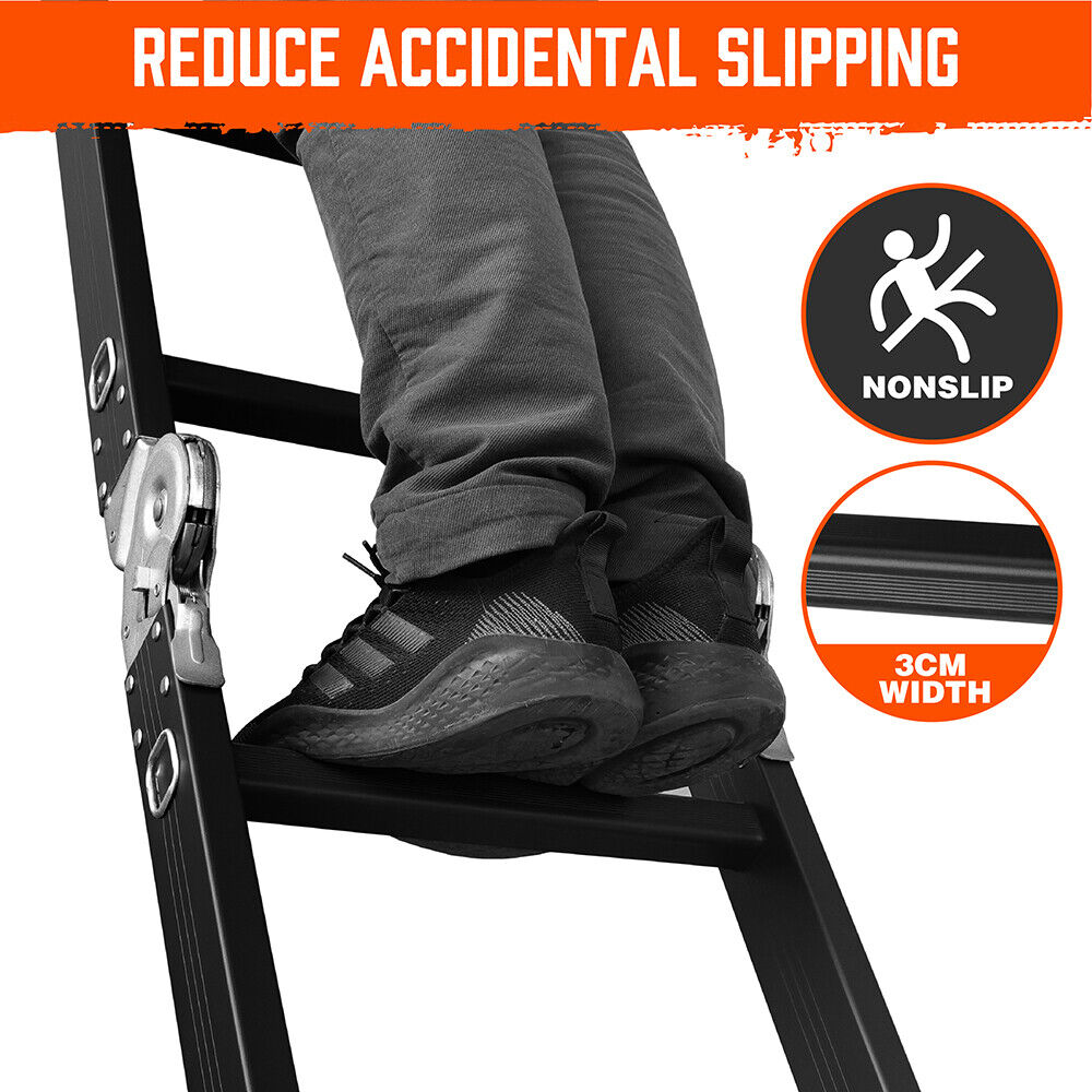 Multi-Purpose Folding Ladder | 4.7M Aluminium Extension Step | Non-Slip Platform | AU Stock