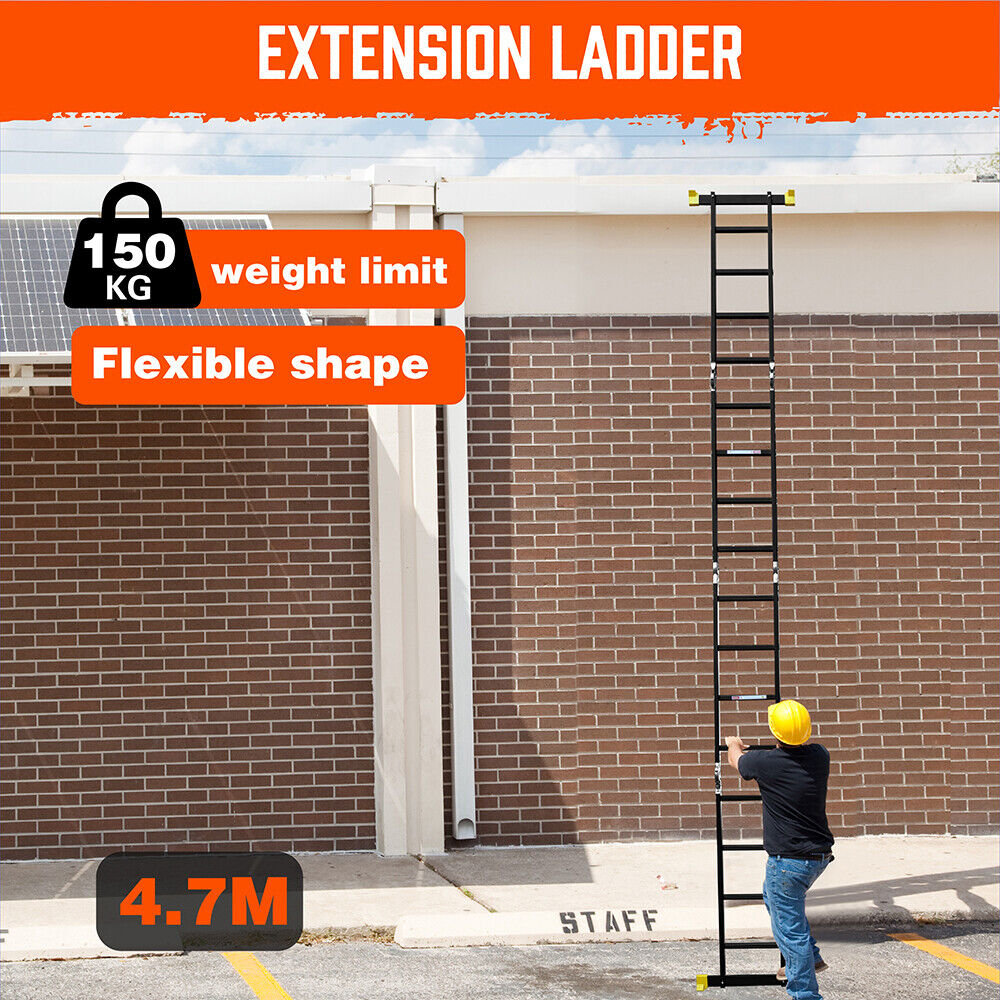 Multi-Purpose Folding Ladder | 4.7M Aluminium Extension Step | Non-Slip Platform | AU Stock