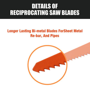 Reciprocating Saw Blades Set | 10-Piece | Wood & Metal Timber Demolition Cutting Tool