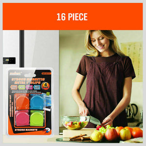 16Pc Magnetic Spring Clamps | Refrigerator Clips | Note Holders for Fridge