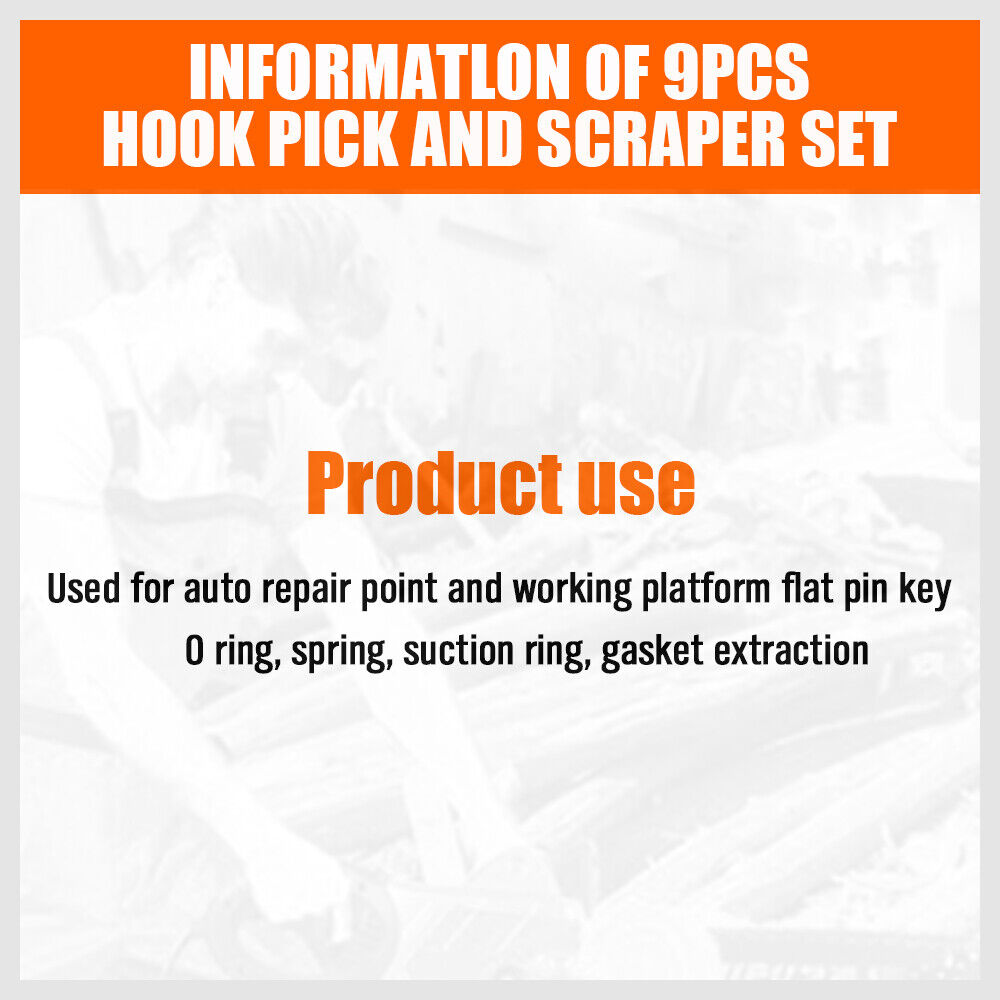 Hook and Pick Tool Set | 9-Piece | Large & Mini Scraper | Non-Slip Handles