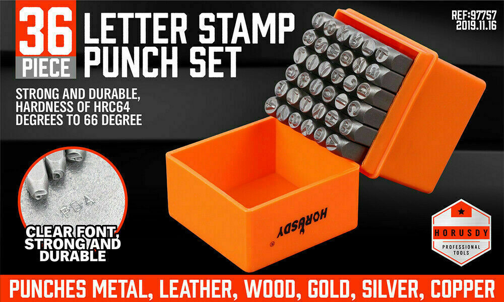 Number & Letter Stamp Punch Set | 36-Piece | 6mm | For Metal, Plastic, Wood & Leather